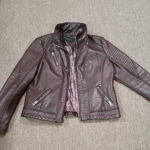 Dark brown heavy faux leather jacket